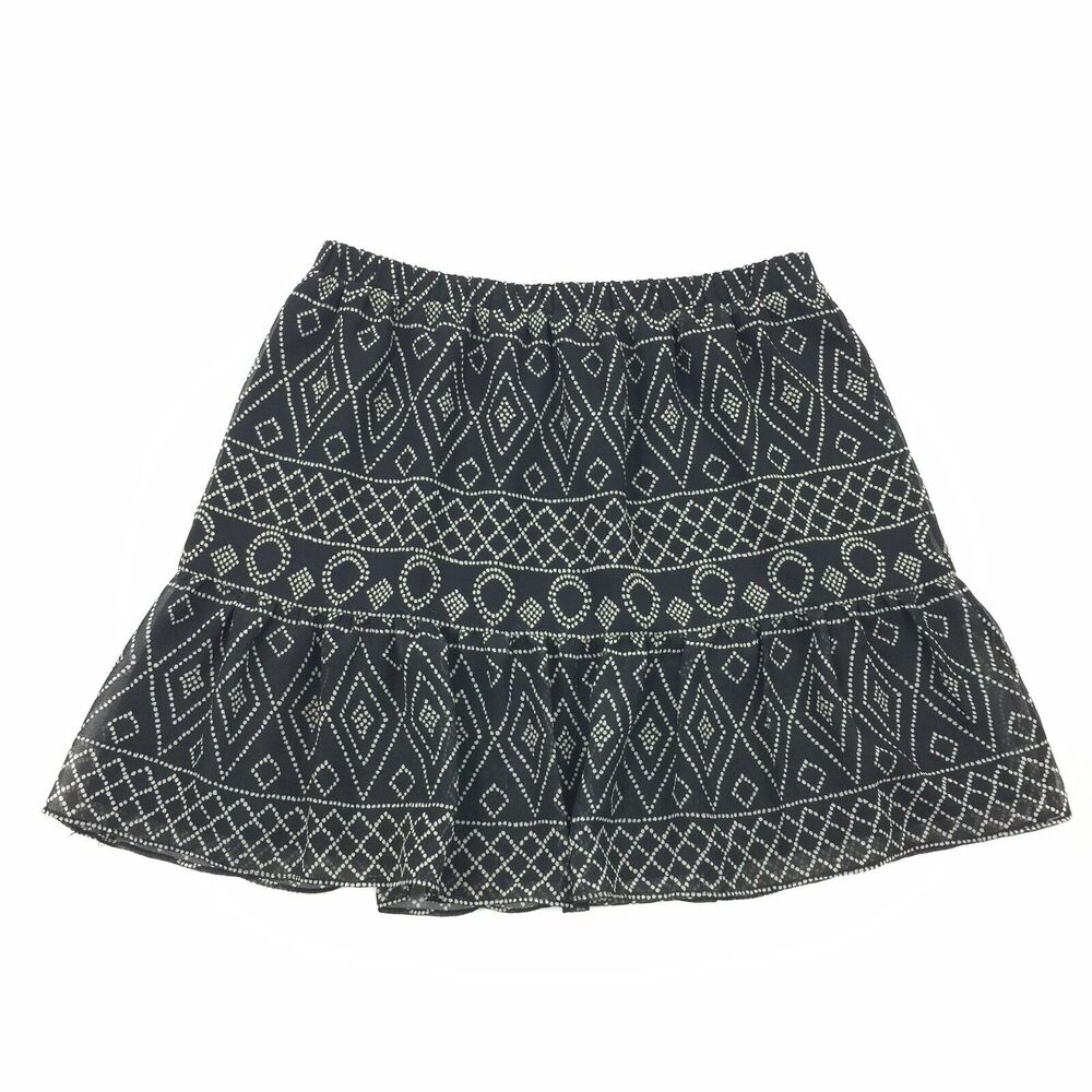 Madewell Caravan Print Skirt Size Small Womens Black White Mini Elastic Waist S